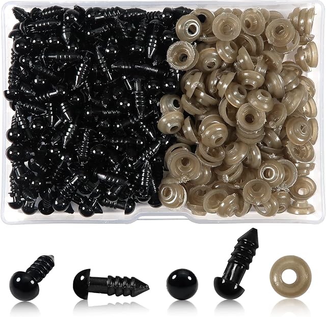 TOAOB 50pcs Plastic Safety Eyes with Washers Craft Eyes Small Doll Eyes 6mm for Soft Doll Making DIY Craft Plush Animal