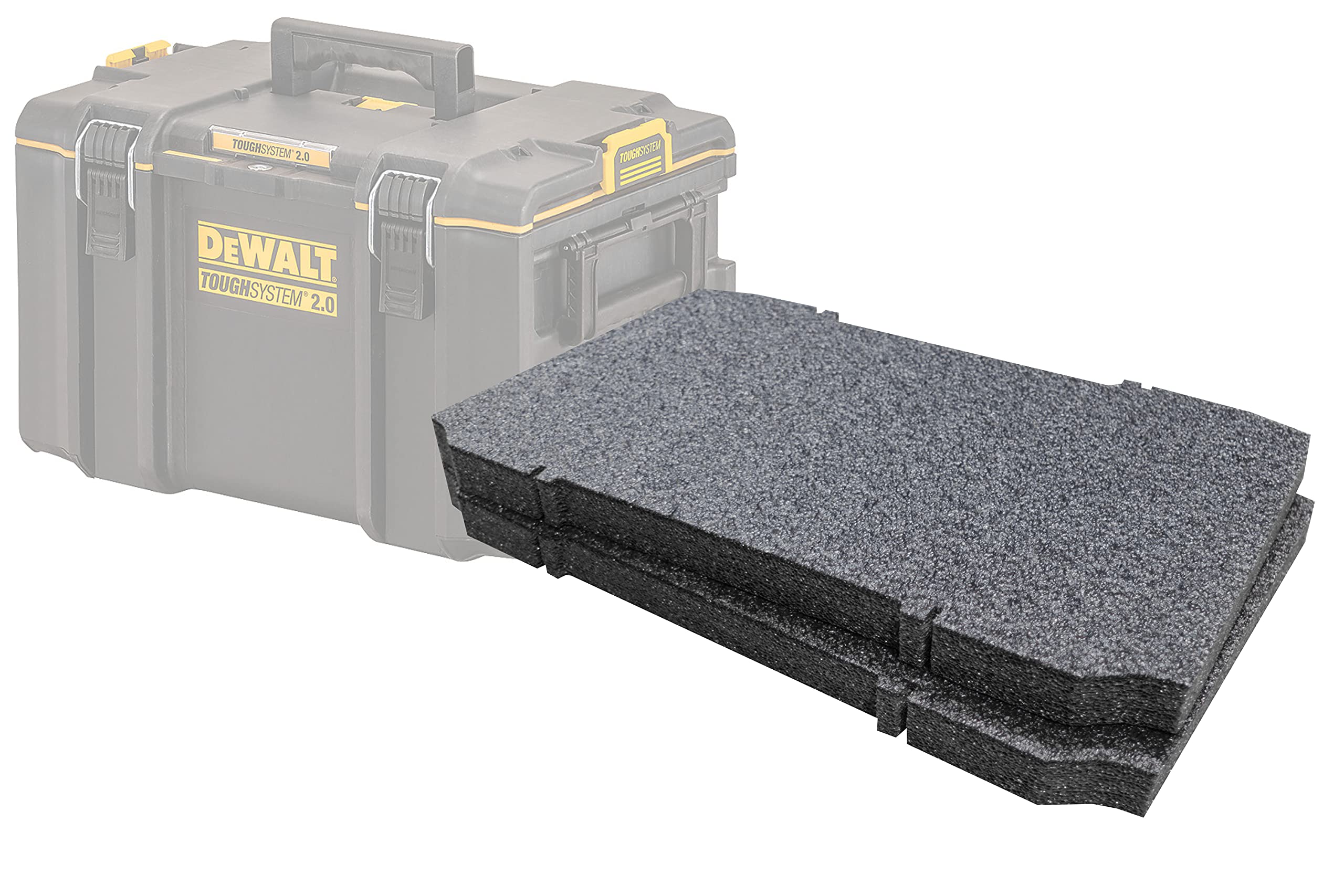 Shadow Foam ToughSystem 2.0 Toolbox Foam Inserts [Twin Pack] Cut and Peel Foam Inserts for DeWalt ToughSystem 2.0 Toolboxes | Tool Organisation, Kaizen, 5s, Tool Storage & Storage Boxes (30mm, Black)