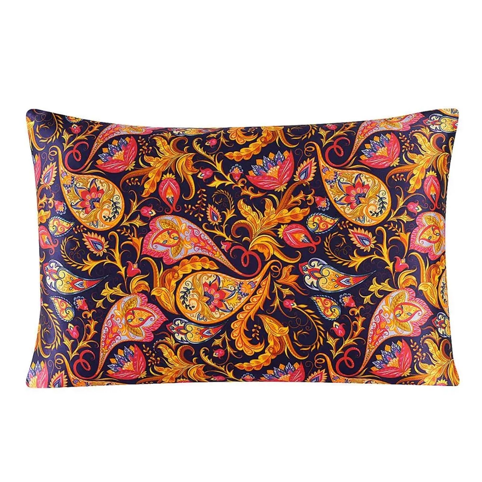 Silk Pillowcase 1 Pair Silk Pillowcase with Hidden Zipper Super Nature Floral Pillow Case for Sleep and Skin Care(5,51x76cm)