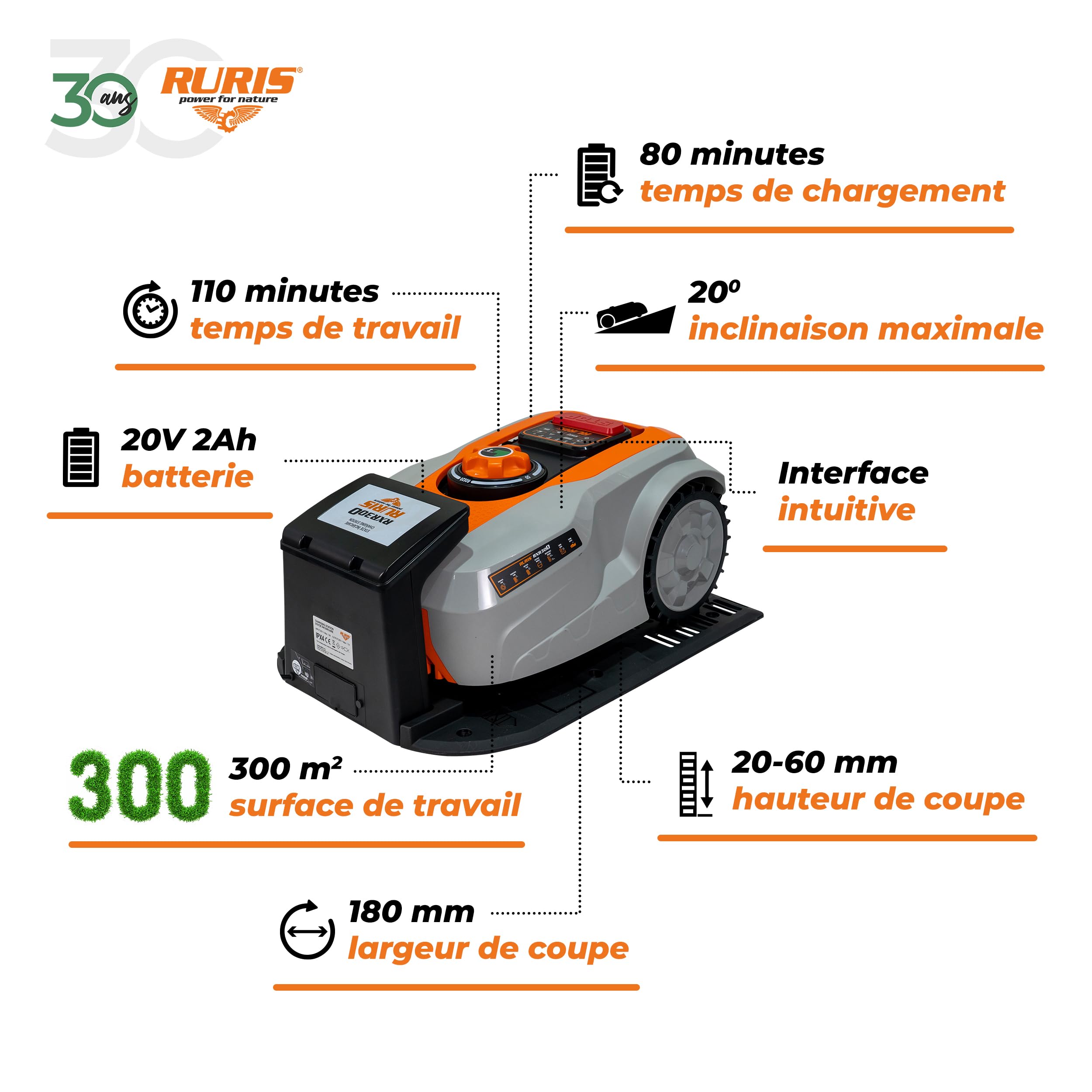 RURIS POWER FOR NATURE Robot à Gazon Ruris RXR300 — vue 2