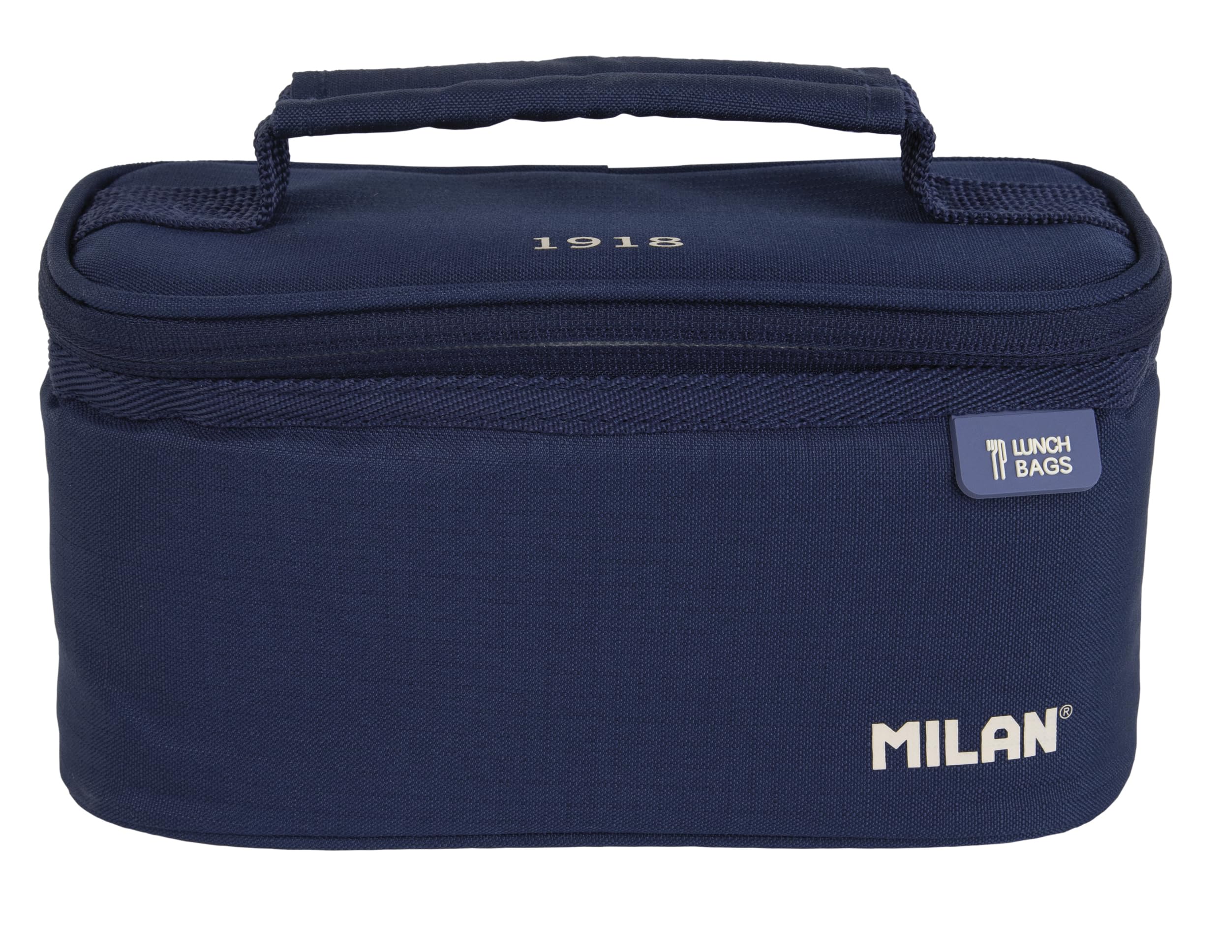 Bolsa isotérmica porta alimentos pequeña con 1 recipiente (1.5L) serie 1918. azul marino MILAN (08805SNCB), 22 x 12,5 x 12 cm