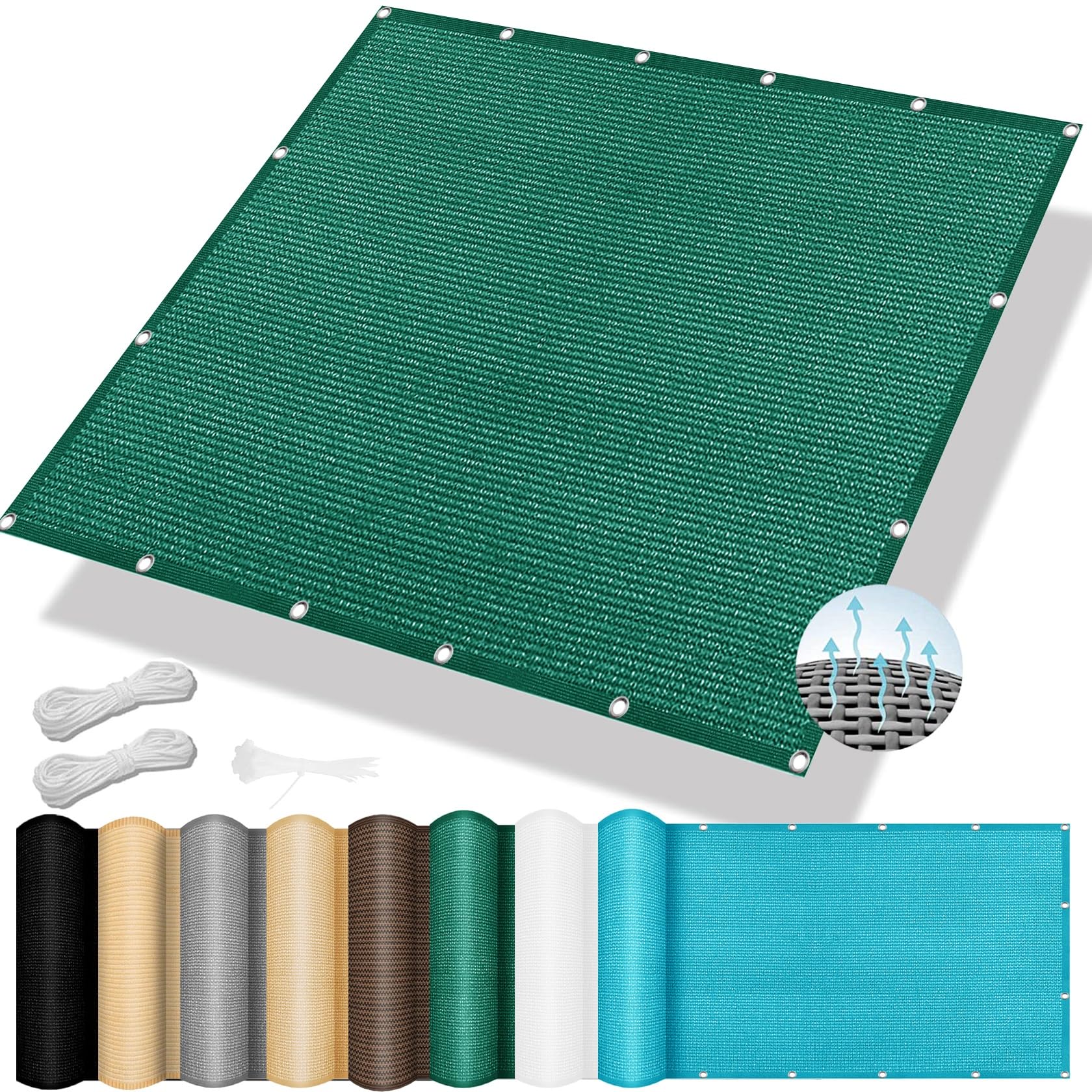 KLGFBDC Sun Shade Sail Canopy 200 x 850 cm UV Protection Lightweight & Durable Rectangle Sail Awning for Carport Terrace Garden Dark Green Adjustable and Breathable Shade Sail