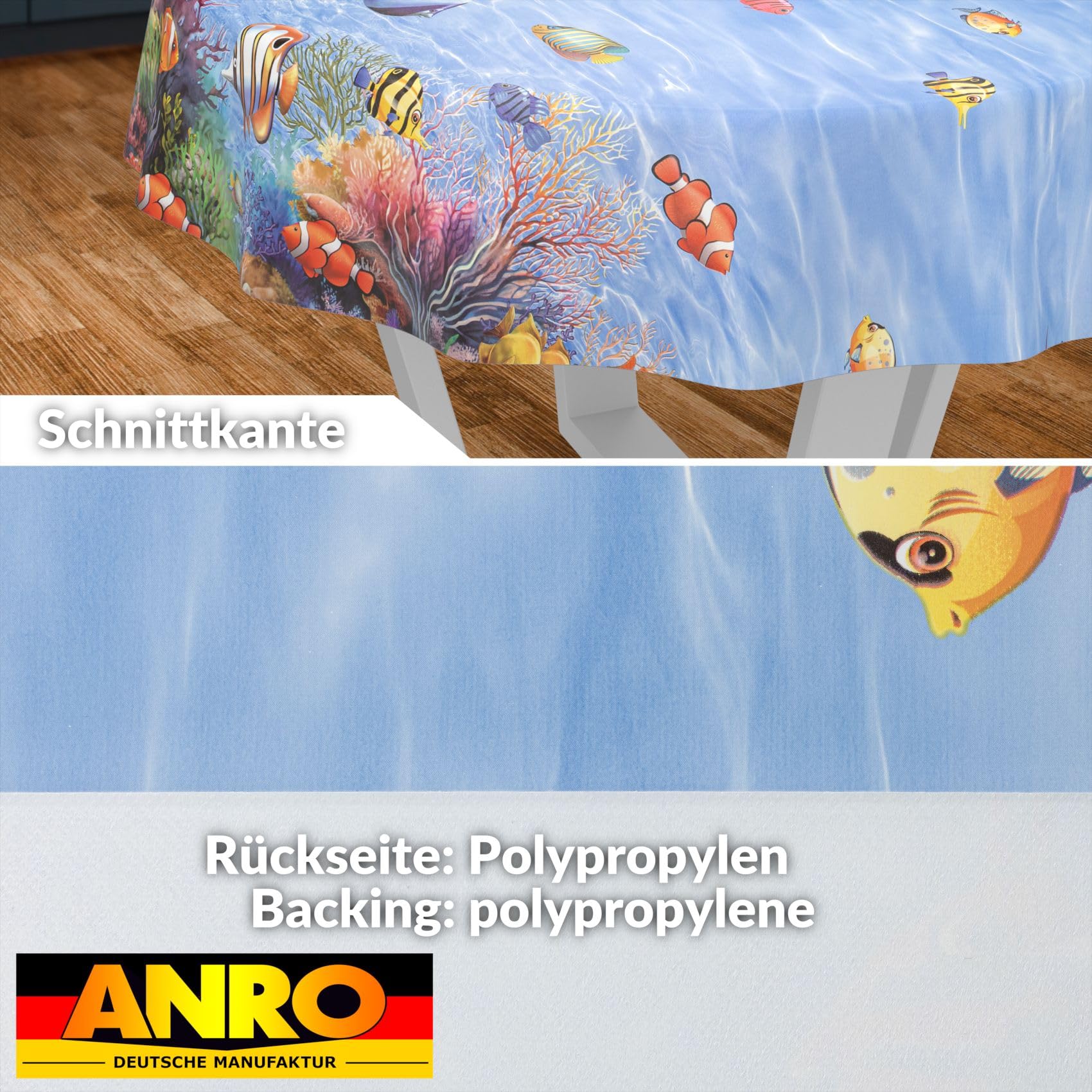 ANRO Oilcloth Tablecloth Washable 140 cm Round Cut Edge Aquarium, Cutting Edge, 55.1 inch (Round) - Image 2