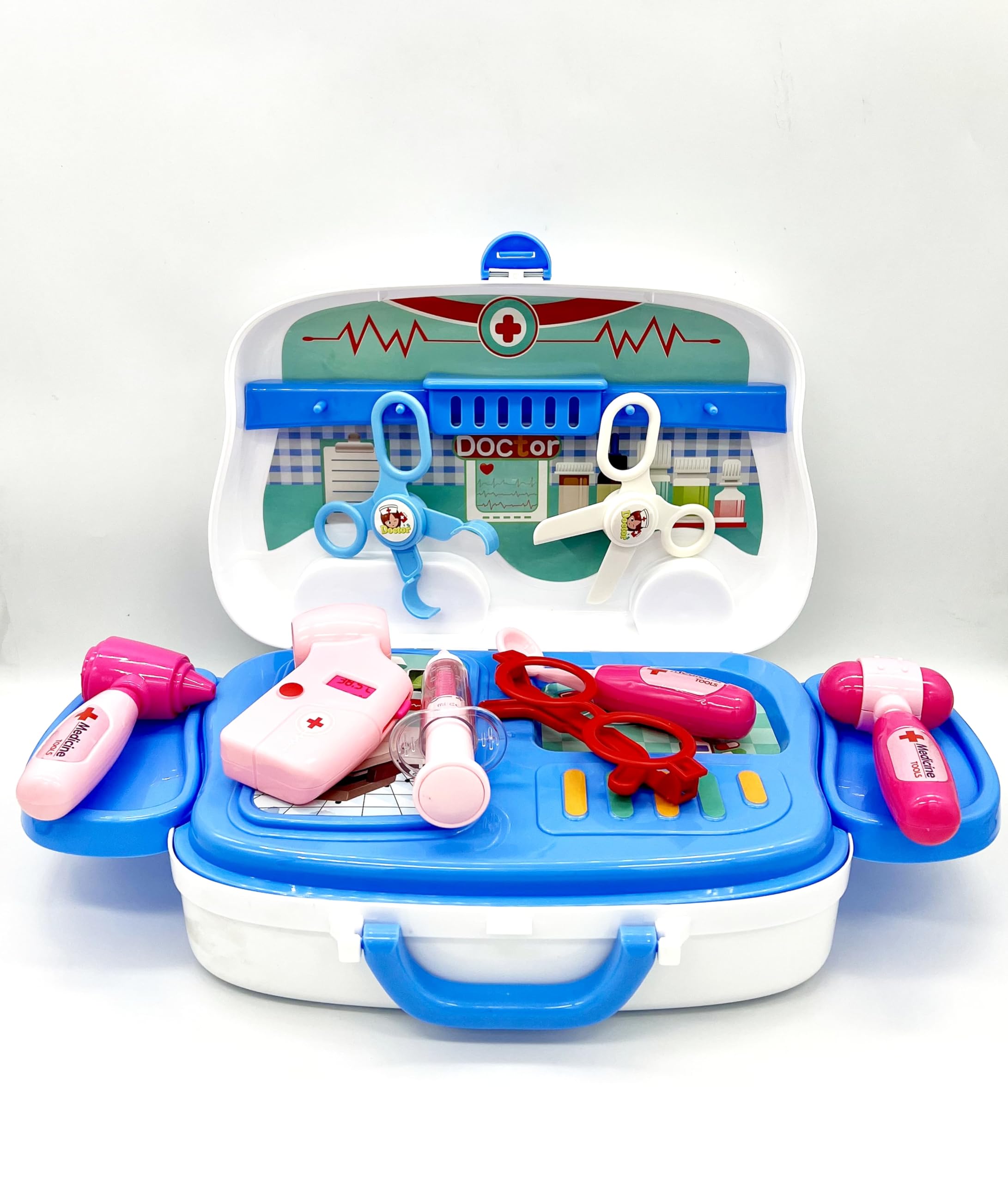 Toy Garden Doctor Kit Playset Toys for Kids: Educational Medical Kit with Portable Suitcase & Medical Van