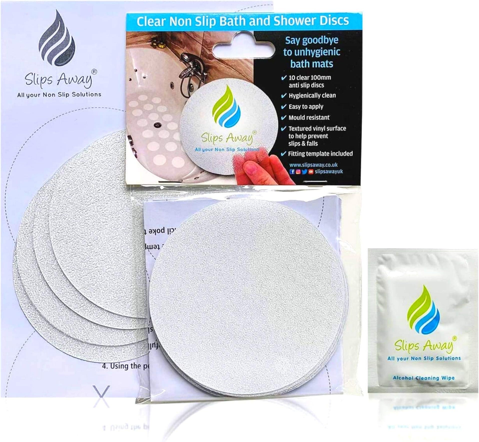 Non Slip Bath Mat Shower Stickers adhesive non rubber (10 Large Clear Discs)