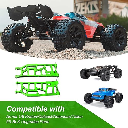 Miniatura 2 de Brazos de suspensión trasera inferior de aluminio para Arrma 18 KratonOutcastNotoriousTalion 6S BLX actualiza piezas reemplazar ARA330654 verde