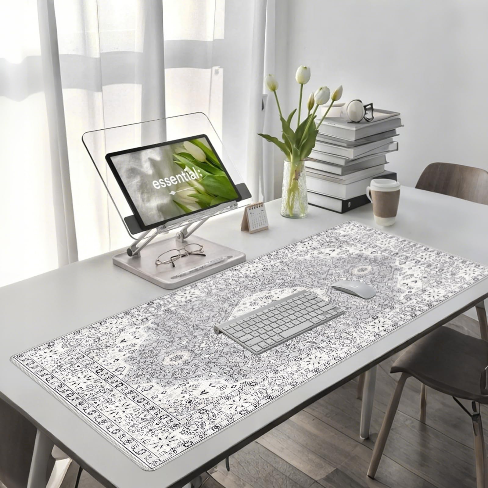 Baziabbo Bonita alfombrilla de escritorio, XXL extendida grande, alfombrilla de mouse para juegos con borde cosido, base de goma antideslizante, alfombrilla de escritorio para el hogar, oficina, juego
