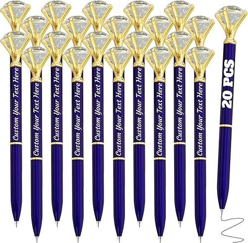 Miniatura 10 de YanNanKe 50 bolígrafos de diamantes personalizados a granel grabados a granel con nombre personalizado de tinta negra para boda, aniversario,