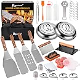ROMANTICIST 132PC Professional Griddle Accessories Kit - Heavy Duty Stainless Steel Grill Spatula Set for Grill Griddle Hibachi Flat Top Outdoor Cooking - Great Grill Gift on Birthday Wedding