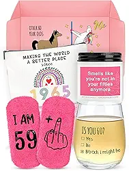 Presentes de aniversário de 60 anos para mulheres, presentes legais de aniversário de 60 anos, presentes engraçados para mulheres de 60 anos, presentes de aniversário de 1965 para mulheres, presentes