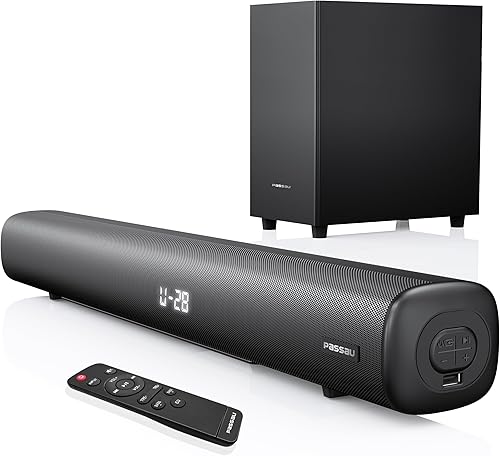 Barras de sonido para TV con subwoofer, 2.1 graves profundos 80 W altavoces de rango completo, pantalla LED, graves ajustables, HDMIUSBAUX, barra de disponible en Yaxa Venezuela