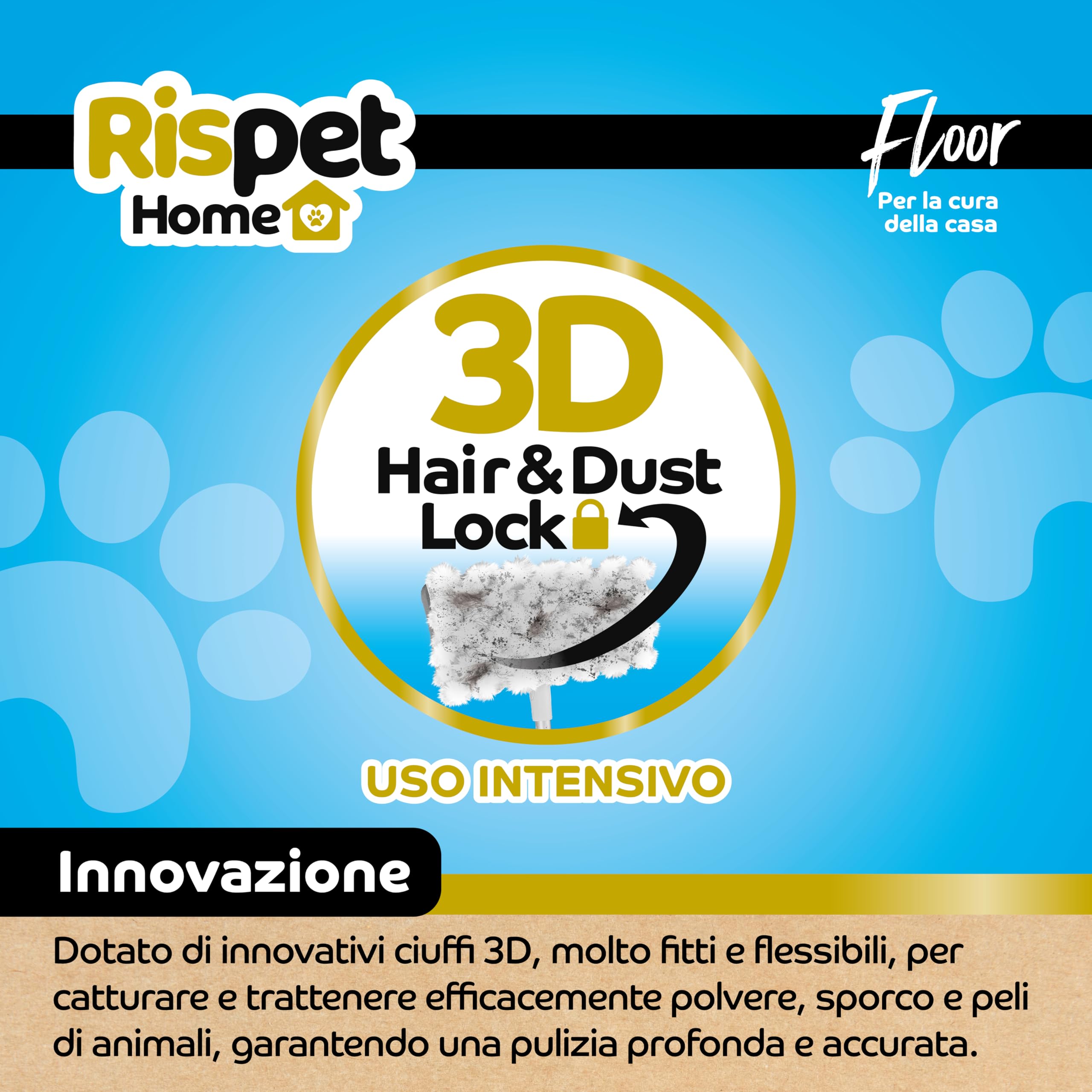 RISPET Floor Panni Microfibra 3D, Cattura Polvere-Sporco e Peli di Animali, per Tutti i Tipi di Pavimenti, 20 Unità - 3