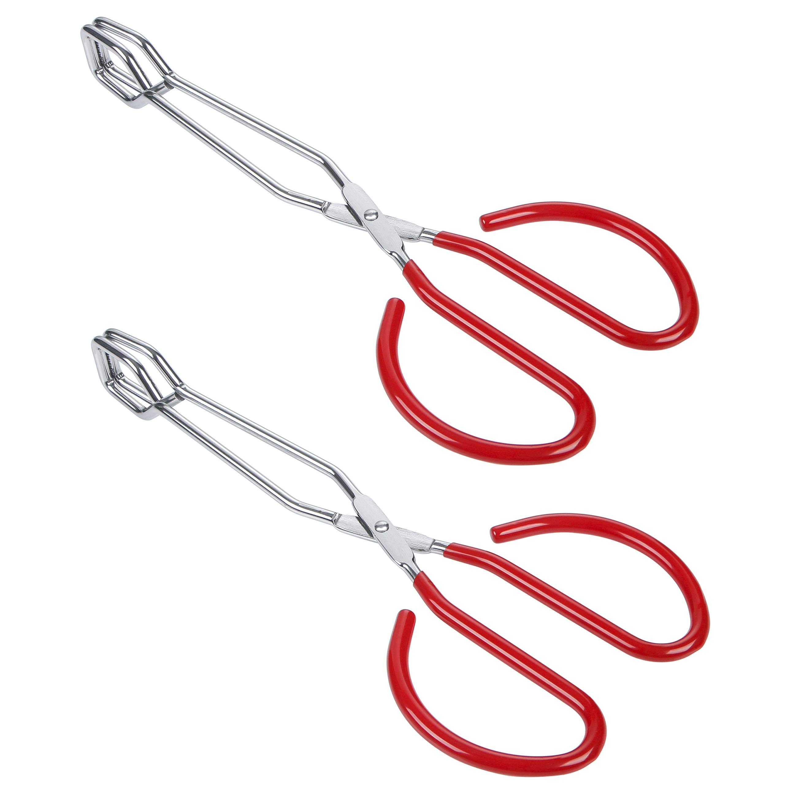MSY BIGSUNNY Stainless Steel Scissor Tongs Heavy Duty Cooking Tongs with Soft Handles (2, red 10" + 10")
