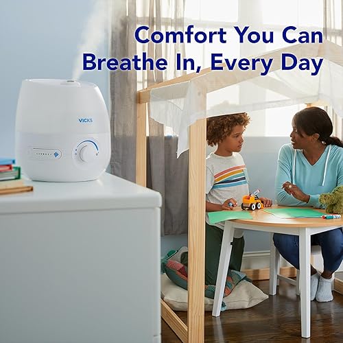 Miniatura 4 de Vicks Mini humidificador de vapor refrescante sin filtro, para habitación pequeña – Control de niebla variable – Funciona con Vicks VapoPads