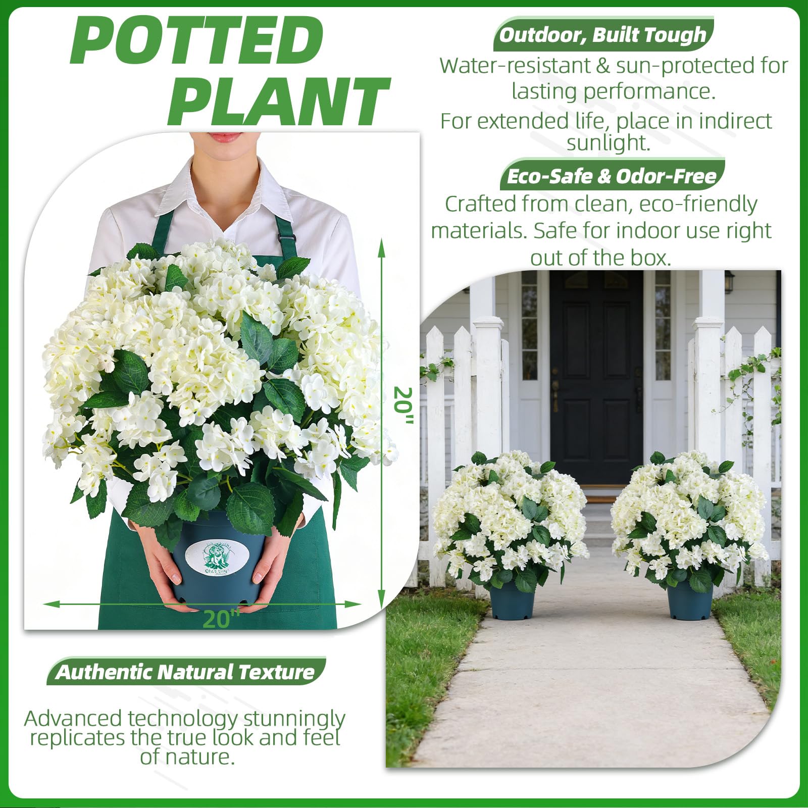 Amazon.com: QIANYUN Artificial Hydrangea Bush  20 Inch Potted Faux  Hydrangea Plant, UV Resistant Outdoor Hydrangea Artificial Plants for Front  Porch, Garden, Patio & Indoor Decor : Home & Kitchen