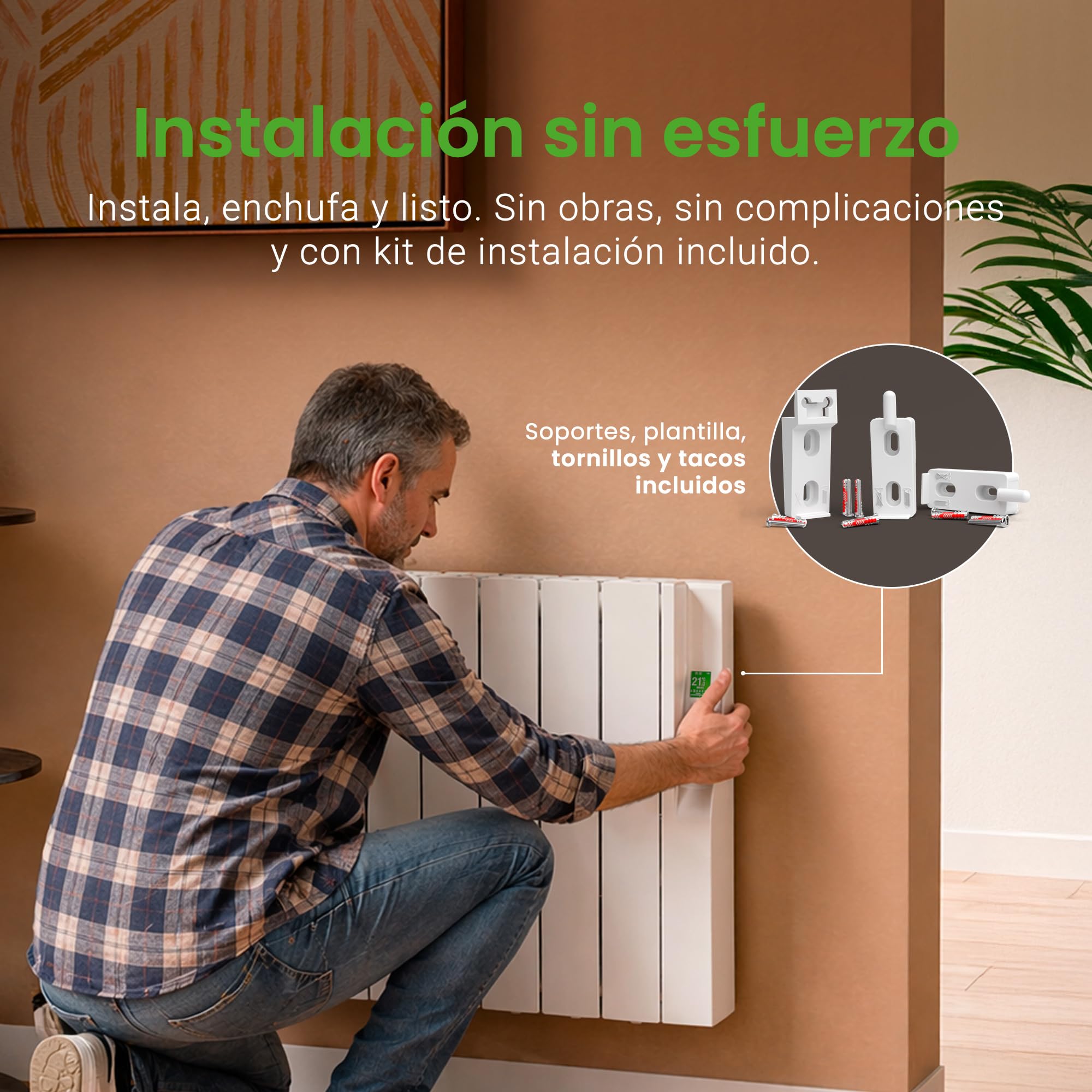 Rointe Sygma Radiador Eléctrico Digital Programable 1200W Bajo Consumo 8 elementos color Blanco