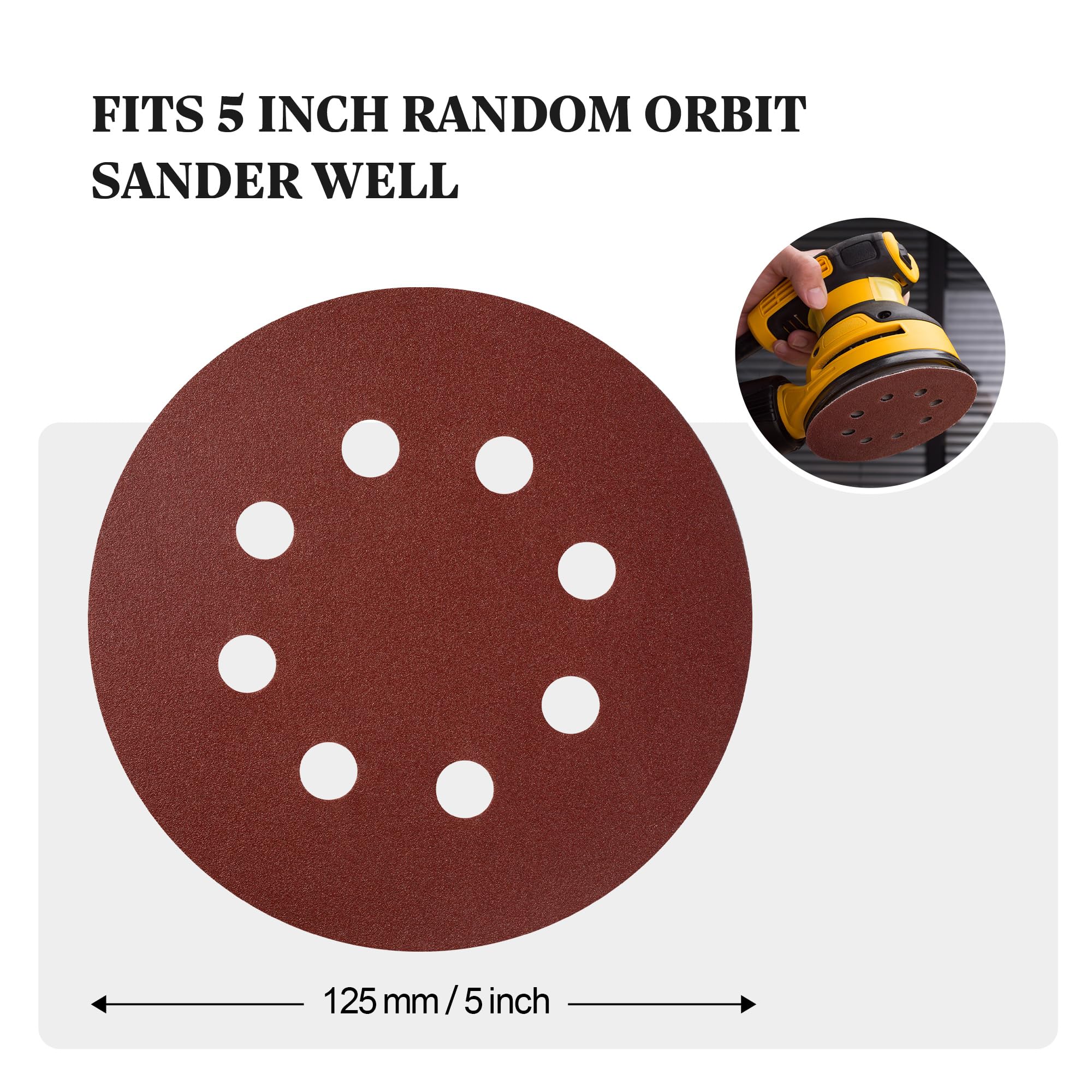 S SATC Sanding Discs 240 Grit 110PCS Orbital Sander Discs 125mm Hook and Loop Round Orbital Sander Pads for Sanding - Image 4