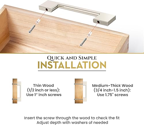 Miniatura 5 de Southern Hills Tiradores de gabinete de níquel cepillado  3.780 in  Manijas de cajón de níquel satinado, manijas de gabinete de cocina modernas,