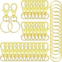 Vista 1 de 70PCS Swivel Snap Hooks with Key Rings, Metal Lobster Claw Clasp, Keychain Rings for Crafts (Gold, 1.2inch(32mm)