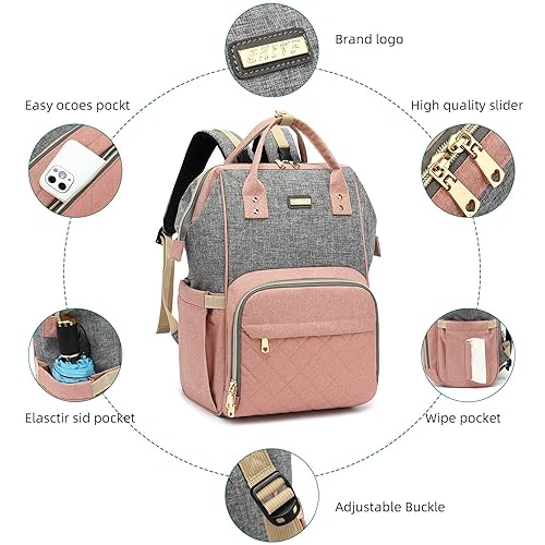 Miniatura 4 de Diaper Bag Backpack, Diaper Bags for Baby Girls Boys, Baby Bags for Moms Dads, Nappy Changing Bag with Insulated Pockets,Multi-functional Waterproof