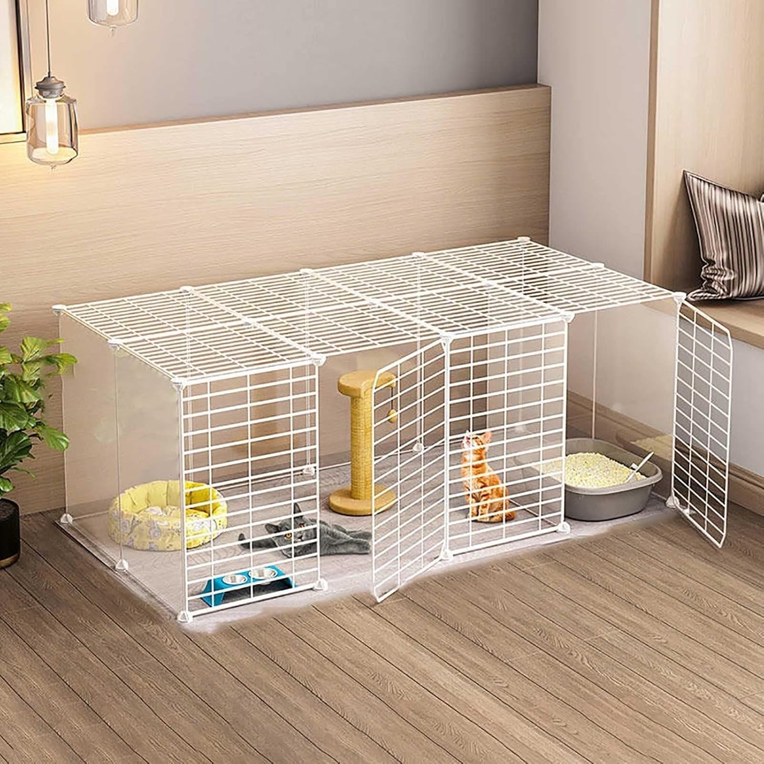 Cat Cage Playpen - Cat Cages Indoor Cat Enclosure Detachable Metal DIY Cat Cages Kennels for Small Dogs Portable Yard Fence - for Small Animal,Puppies,Kittie,One Color-111X75X47CM(1)