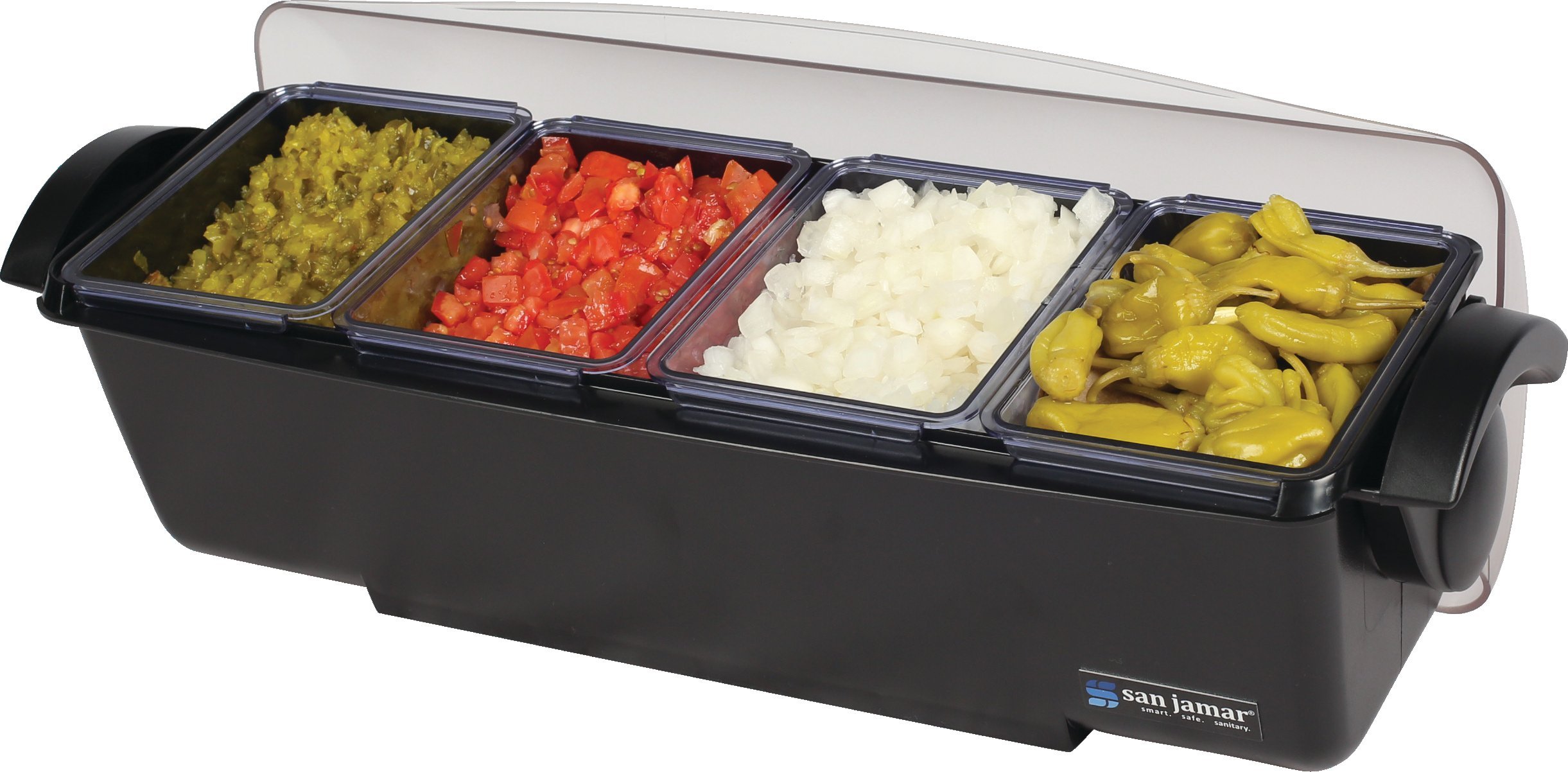 Carlisle FoodService Products BD4004 6 Piece The Dome Condiment Center, 6qt Capacity, 22" Length x 7-1/2" Width x 8-1/2" Height