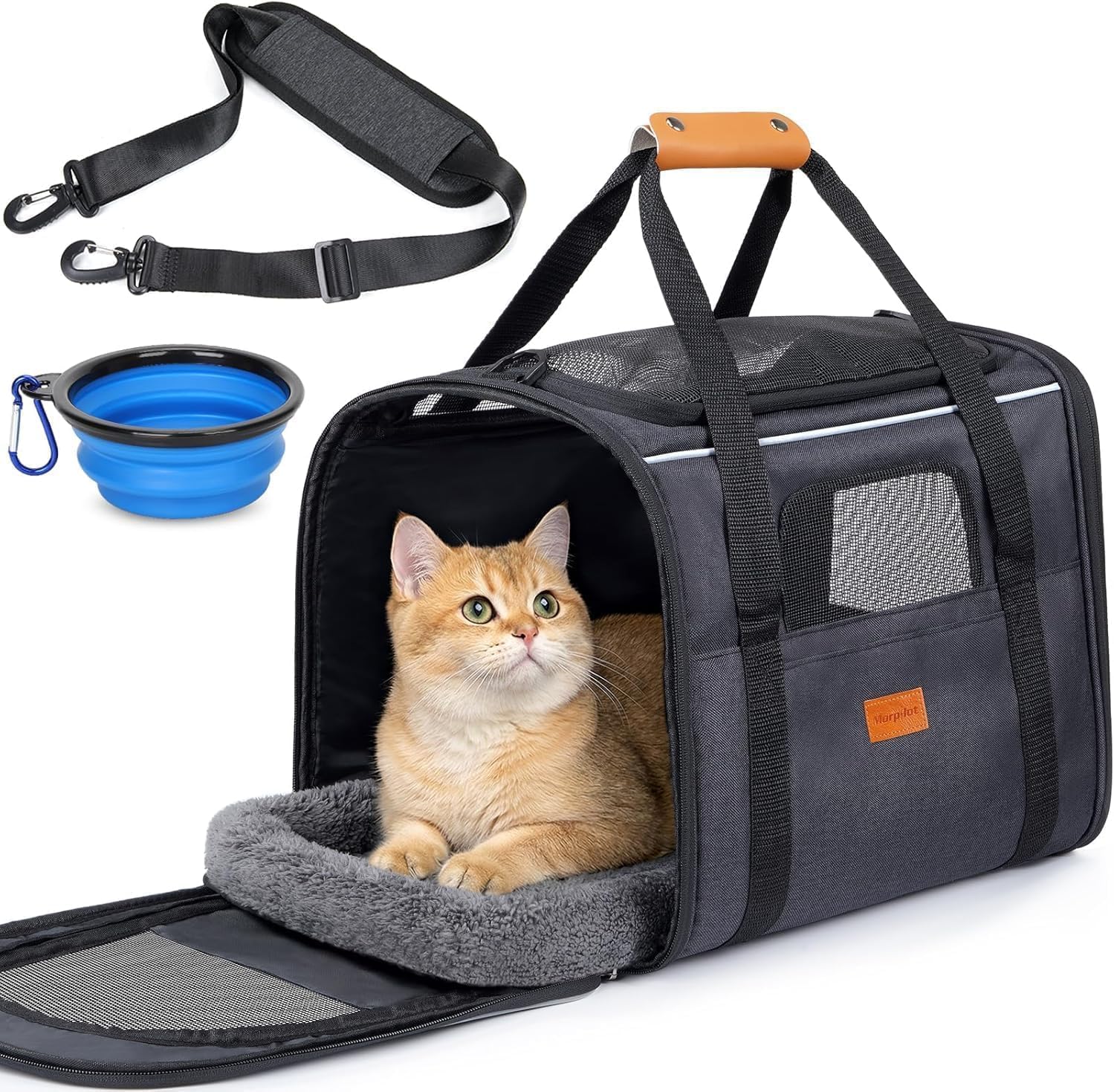 morpilot Transportín Perro Gato, Bolsa Transporte Transpirable para Mascotas, Portador de Viaje con Correa de Hombro Aj…
