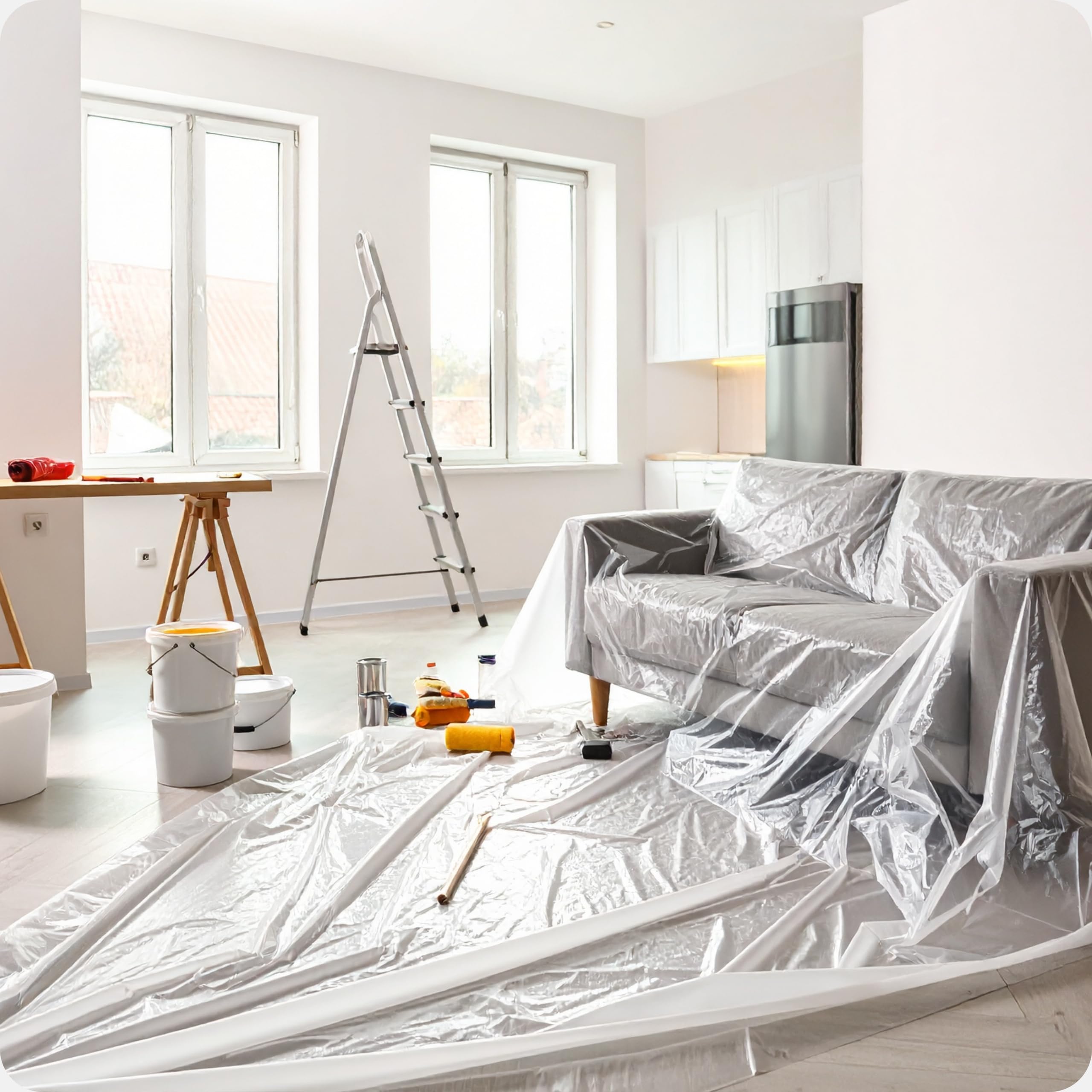 Garronda Telo per Imbiancare 4x5 m, 6 pezzi, Multiuso Teli per imbiancare HDPE 5 micron, Telo copritutto da esterno per pittura e lavori, trasparente, coperture, GD-0166