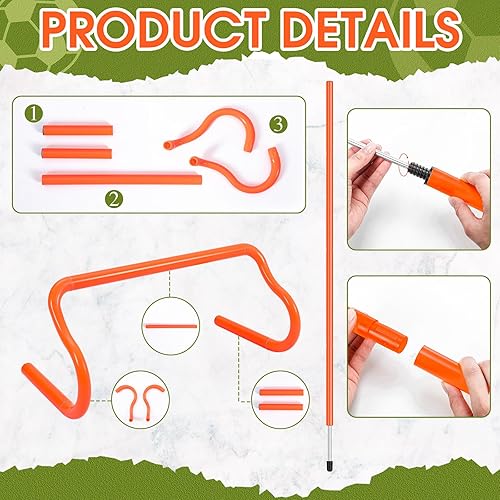 Miniatura 4 de Equipo de entrenamiento de agilidad, entrenamiento de velocidad de fútbol, incluye 4 bastones de agilidad de fútbol ajustables, 4 obstáculos de