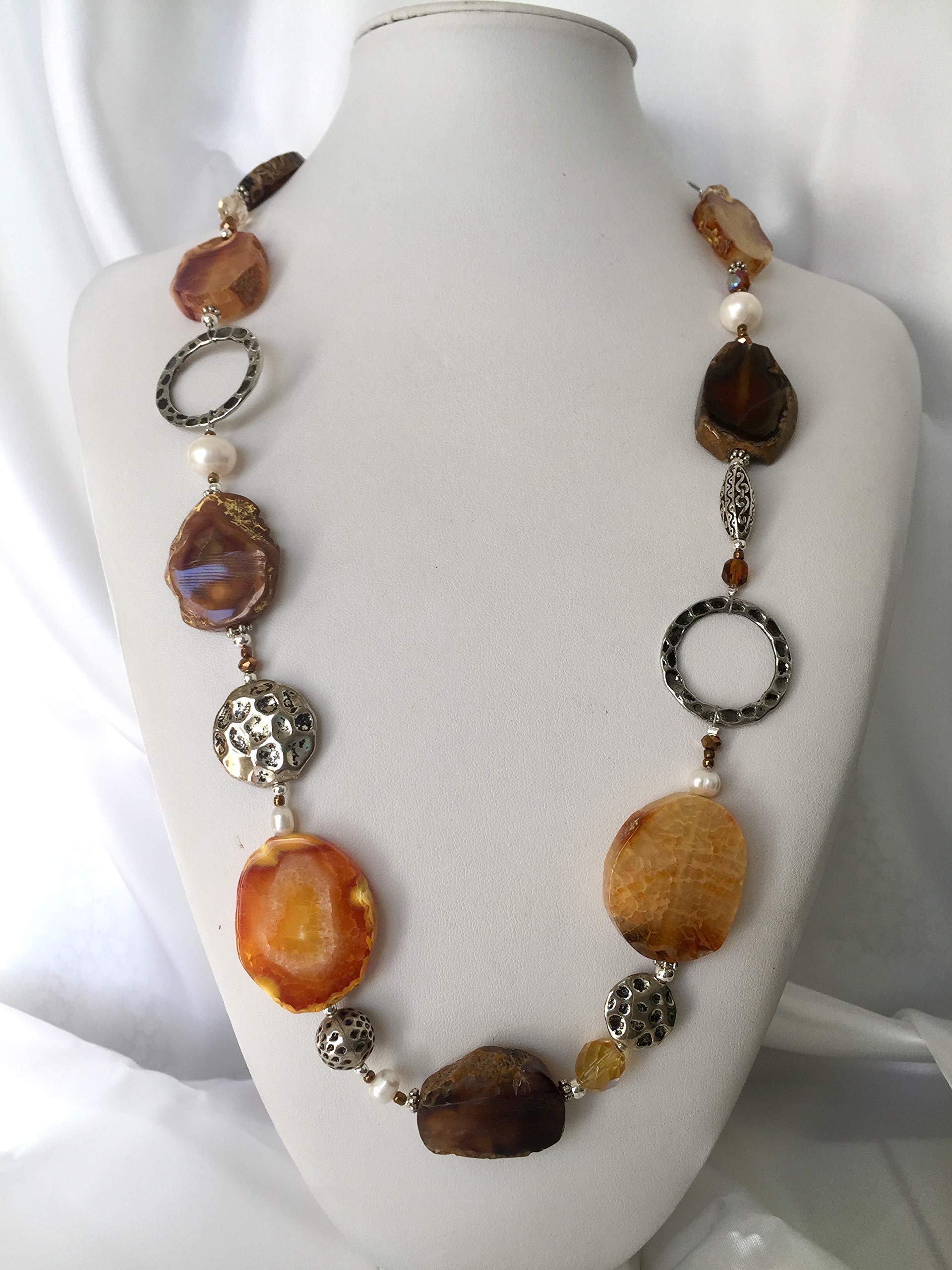 Collana lunga Donna in Pietre Dure "Zafferana", regolabile
