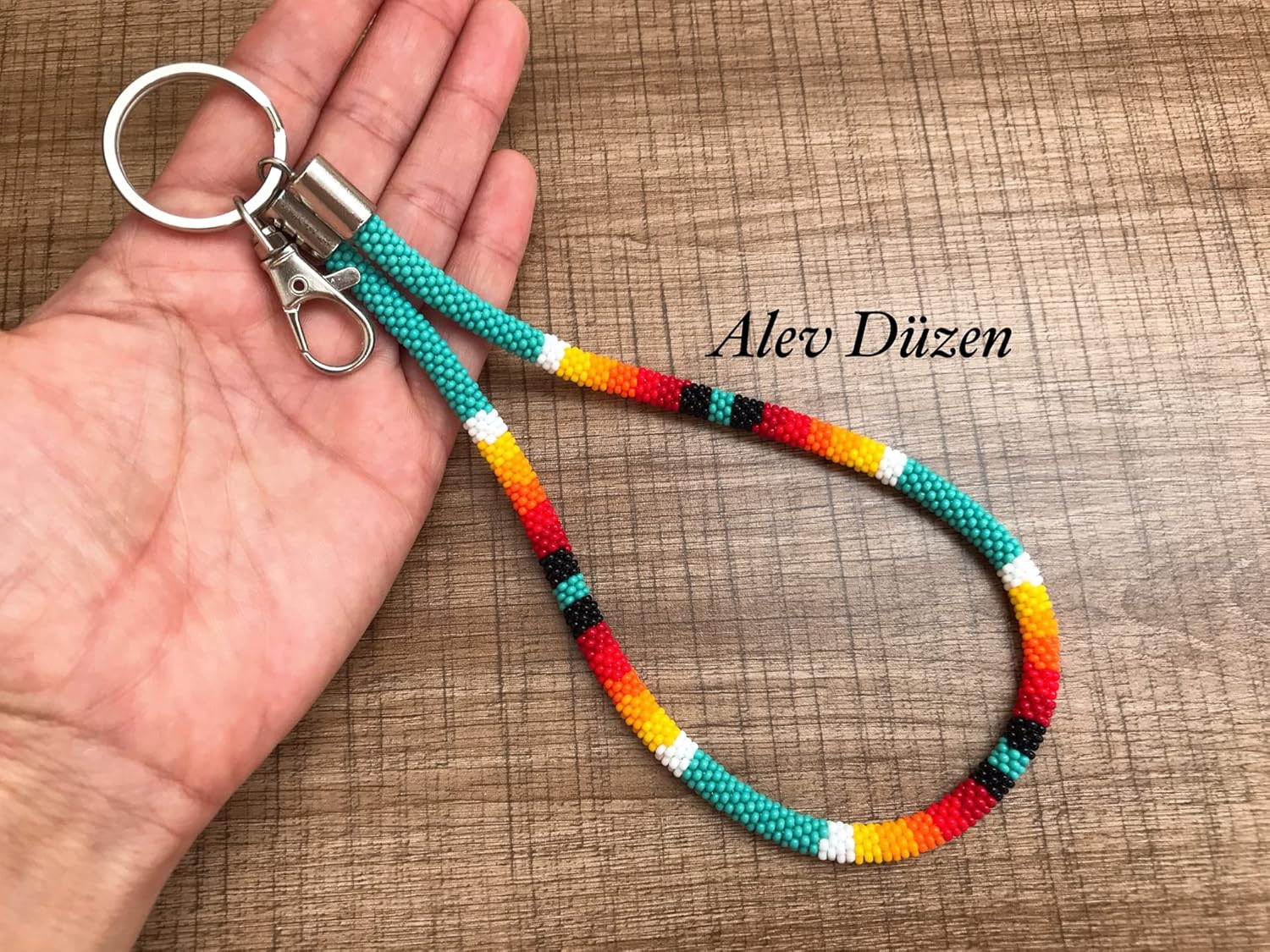 Native American Style Keychain, beaded keyring, purse charm, keychain wristlet, beaded id holder, card holder, beaded card holder, beaded wrislet keychain : Handmade Products