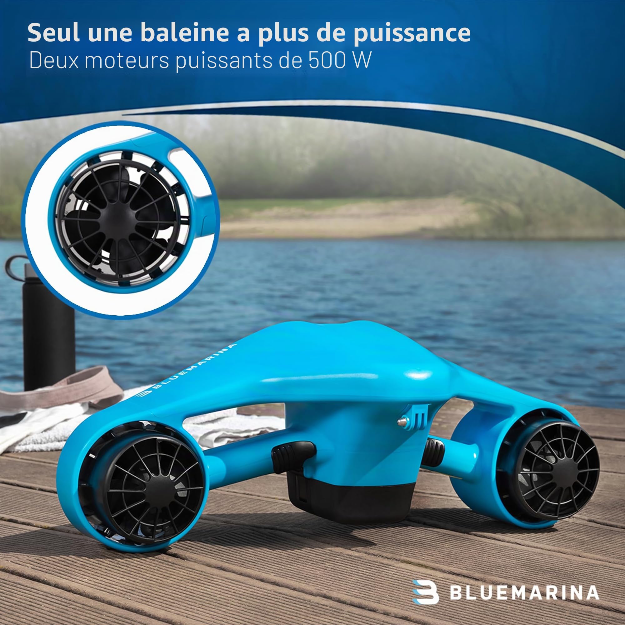 Bluemarina Orca scooter de plongée sous-marin 2 moteurs 500W 3 vitesses 30 mètres