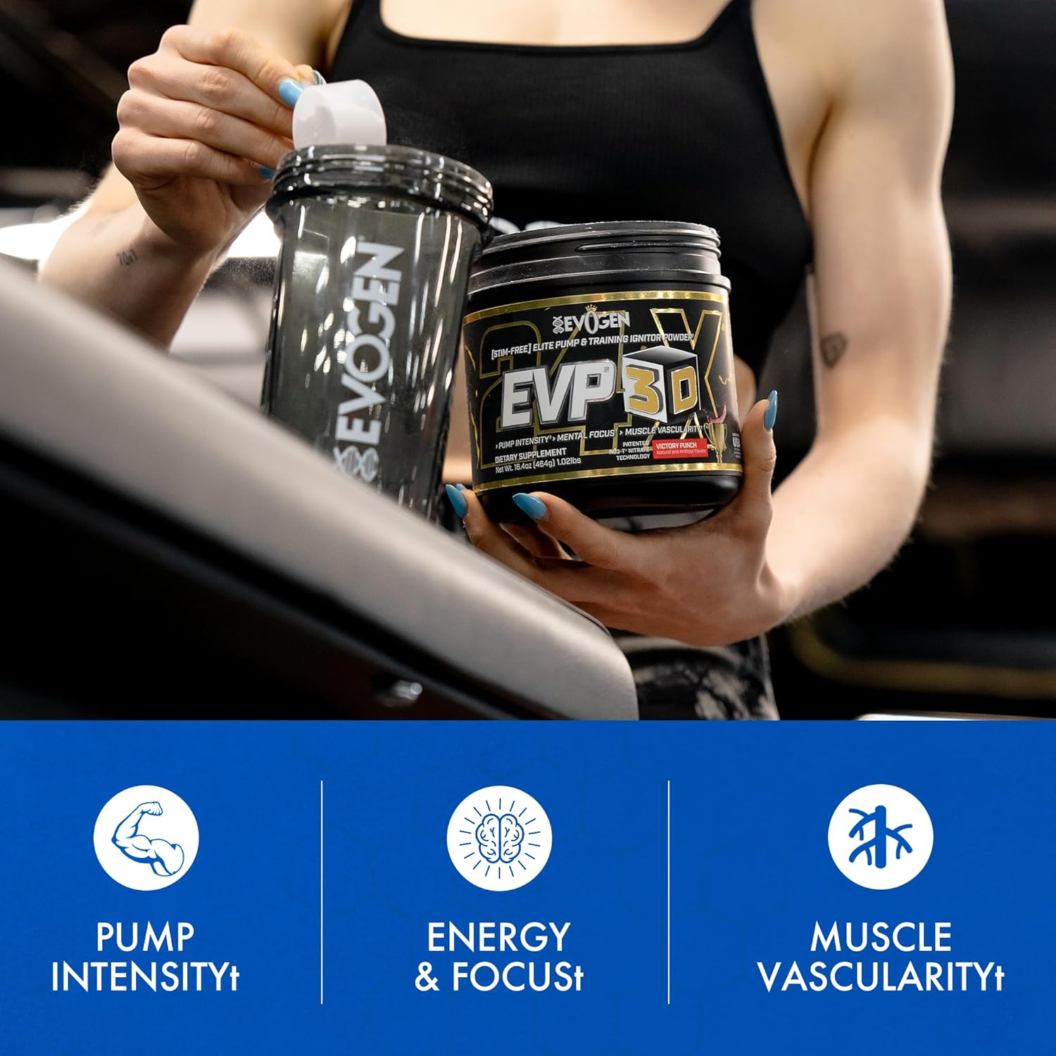 Evogen EVP 3D - Stim Free Pre Workout Powder for Men & Women | Sugar Free Non Stim Preworkout with Beta Alanine and Creatine for Energy & Pump | Victory Punch | 40 Servings - Image 4
