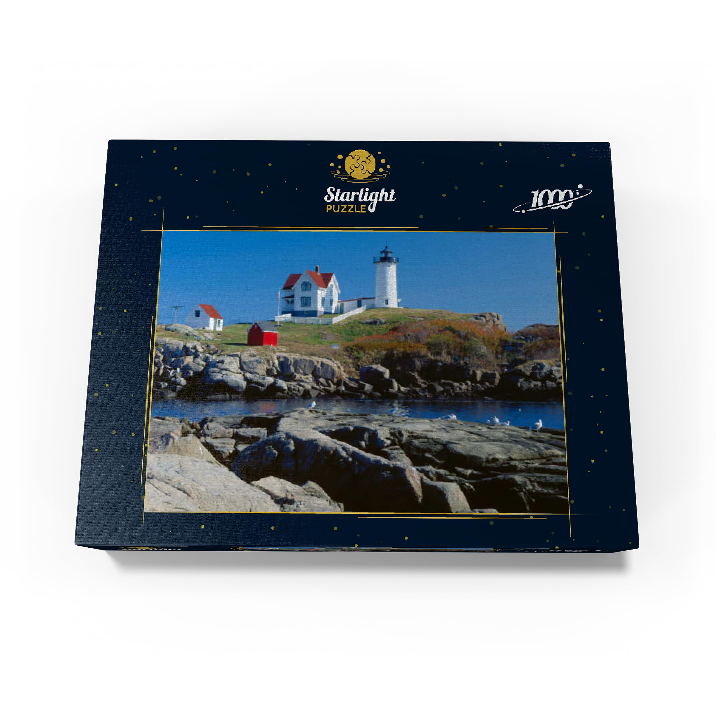 MyPuzzle Nubble Lighthouse at Cape Neddick, York Beach, Maine, USA – Puzzle de 1000 pièces de qualité supérieure pour adultes