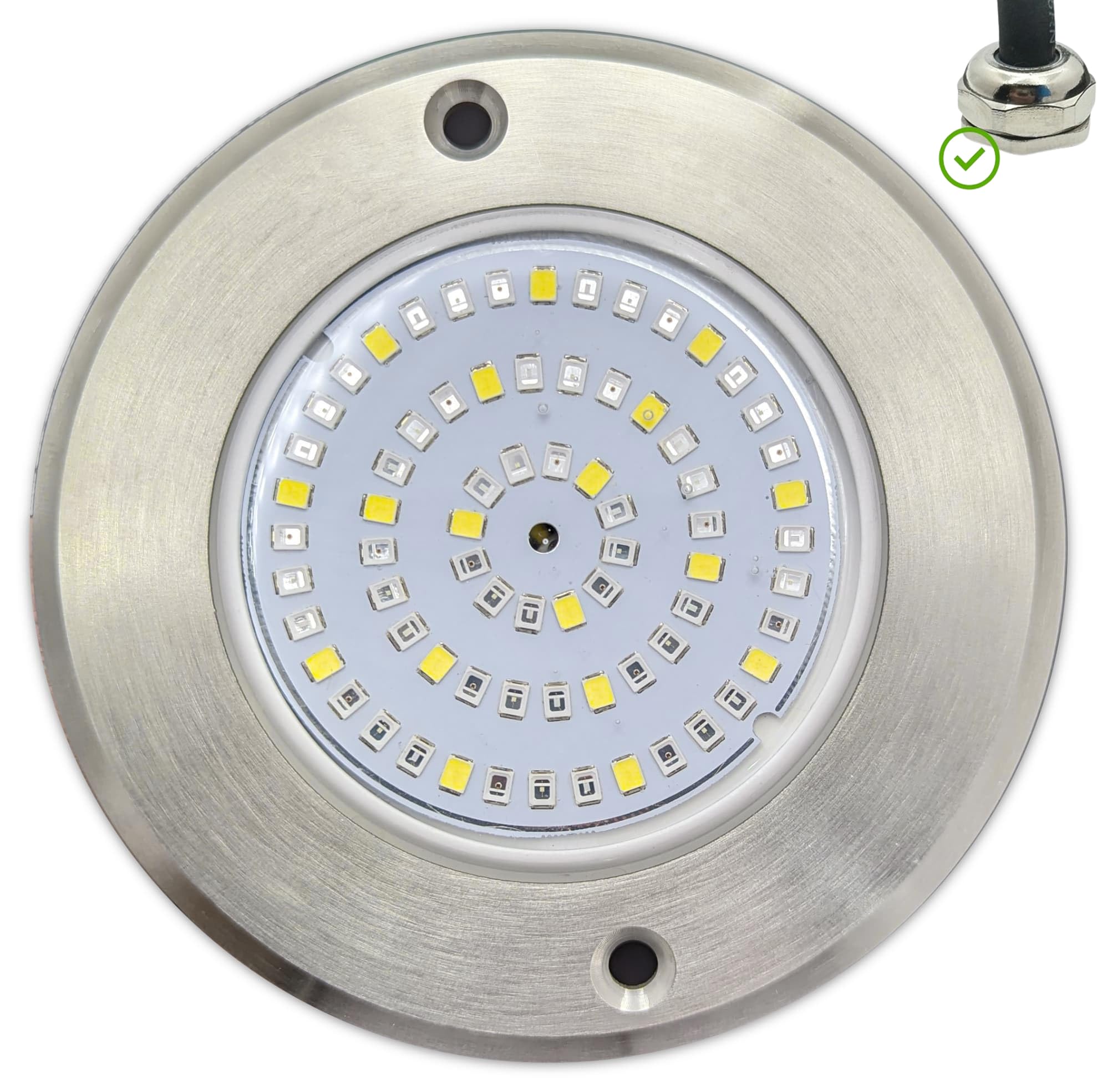 SWIMHOME Warmpool Foco LED Mini Piscina Extraplano, Relleno de Resina, Acero Inoxidable, RGB, Ø11 cm, 6W 12V AC