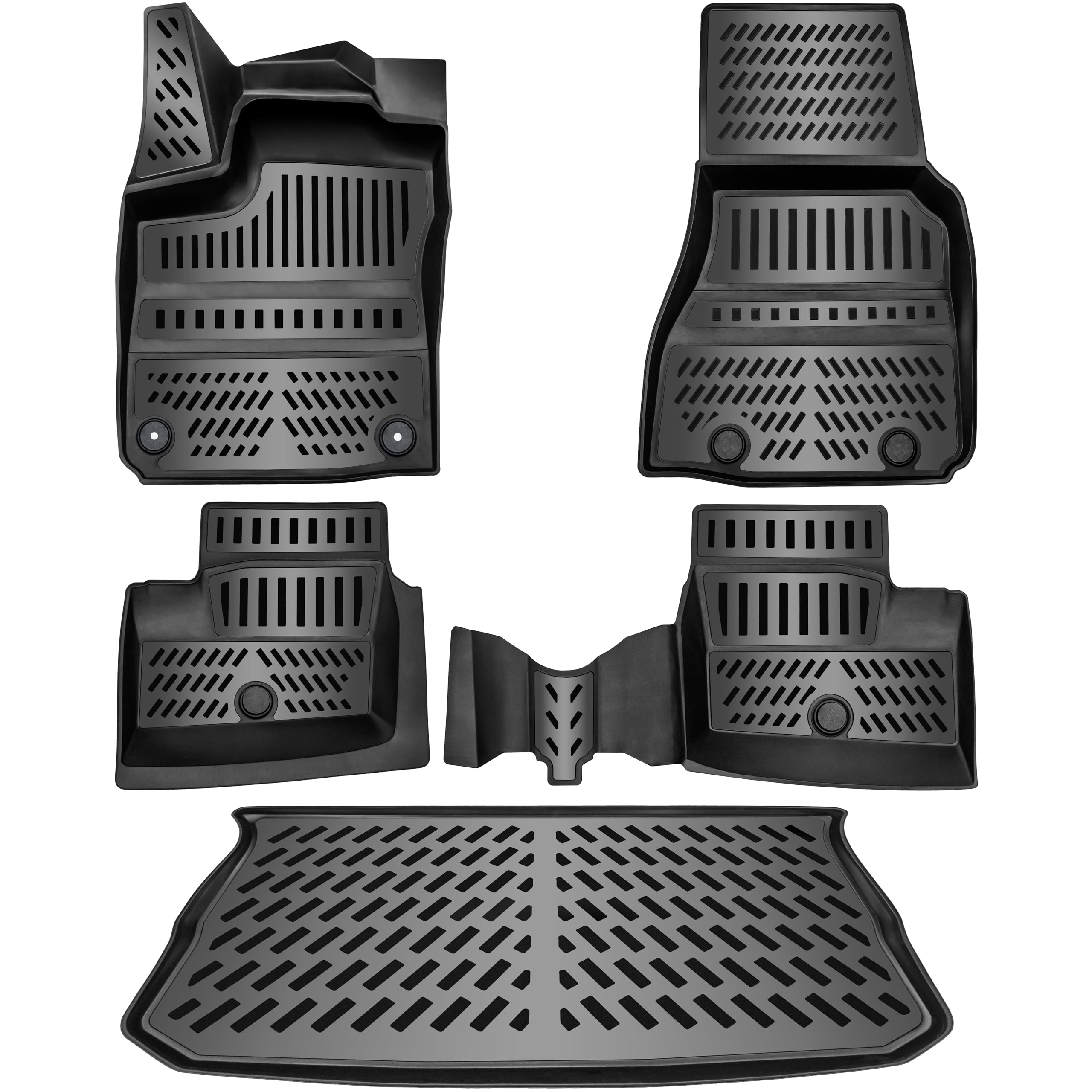 ELMASLINE 3D Tappetini Gomma e Vasca Baule per MG 3 Hybrid + Luxury 2024-2026 (MG3) | Tappetini Auto | Vasca per il bagagliaio | Accessori auto