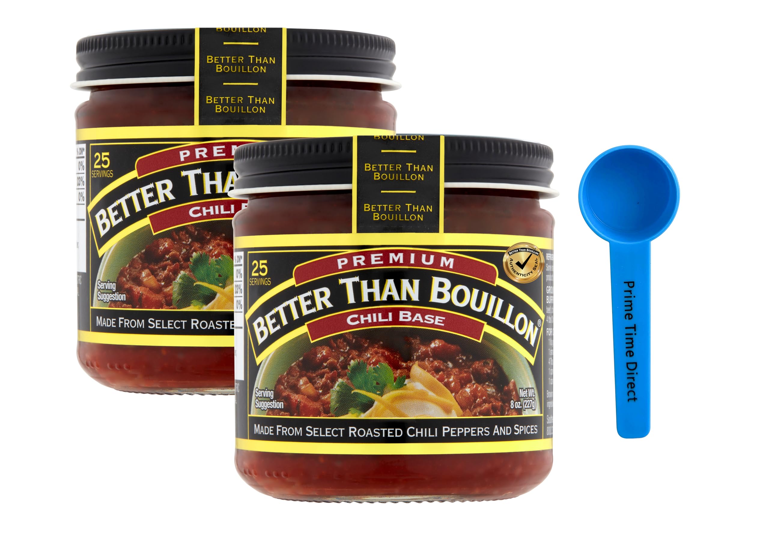 Better Than BouillonChili Base 8 oz (Pack of 2) Bundle with PrimeTime Direct Teaspoon Scoop with BTB Authenticity Seal