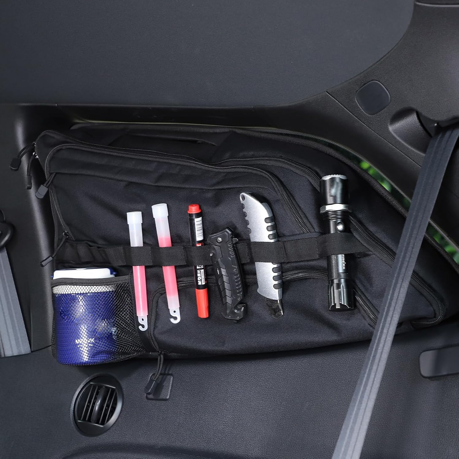 Car Rear Side Window Interior Organizer Box,for Honda Pilot 2016 2017 2018 2019 2020 2021 2022,Black Cloth Car Trunk Side Window Storage Pocket Organizer (Right)