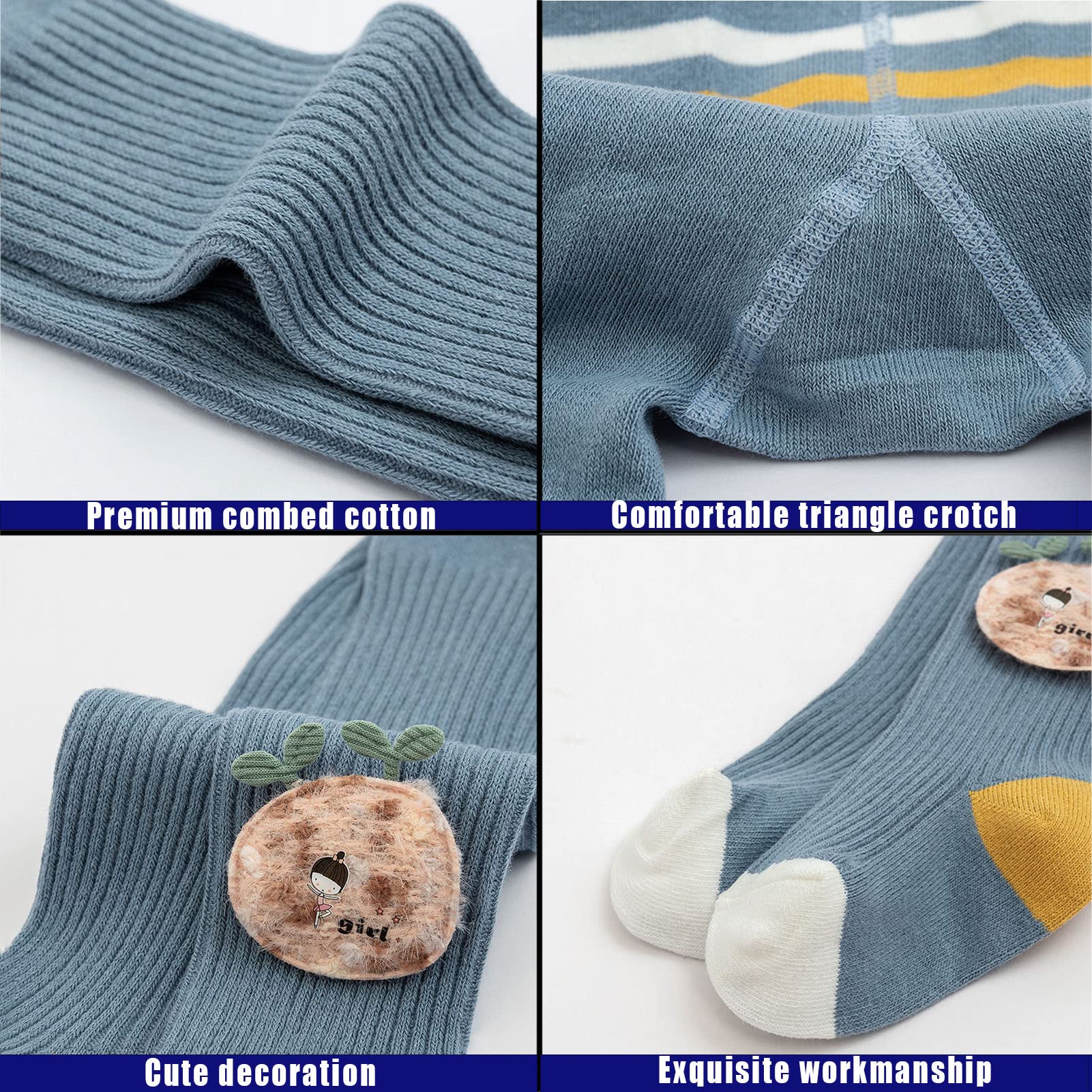 Mallas De Algodón Para Niña, Medias De Pantimedias Con Legging Para Niños, Punto Acogedor Pantys Con Patrón Lindo, Respirable Primavera Otoño Medias Para 1-7 Años