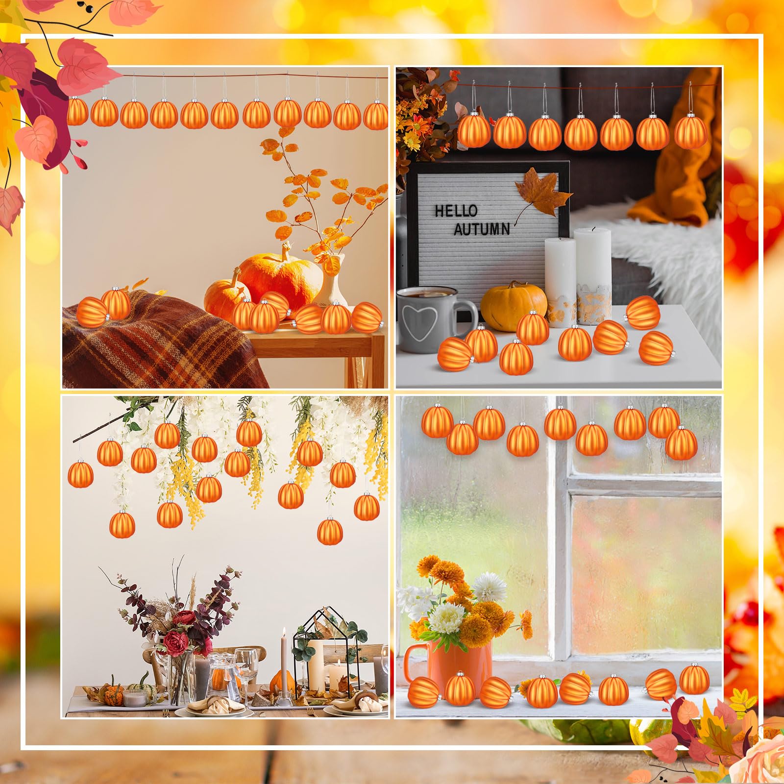 10 Stück Herbst Deko Kürbiskugeln - Hängeschmuck Für Halloween & Thanksgiving