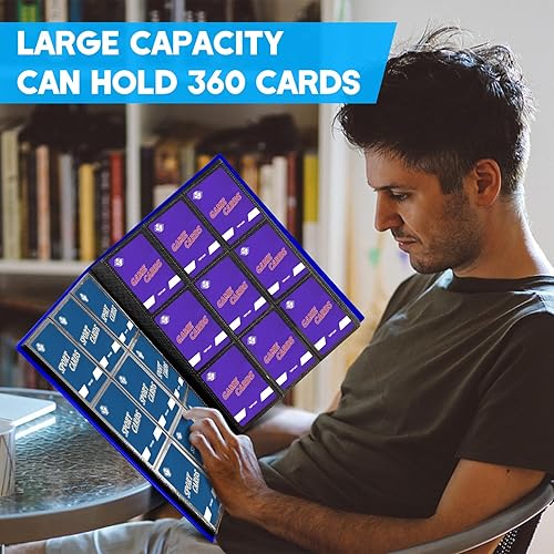 Miniatura 7 de Carpeta de tarjetas coleccionables con 9 bolsillos, álbum de coleccionistas de tarjetas con 360 bolsillos de carga lateral, apto para tarjetas de