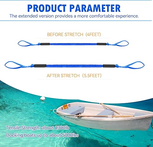 Miniatura 5 de Cuerda elástica para muelle, cuerda elástica para barco con flotador de espuma para pontón, moto acuática, seadoo, WaveRunner, kayak, regalos de