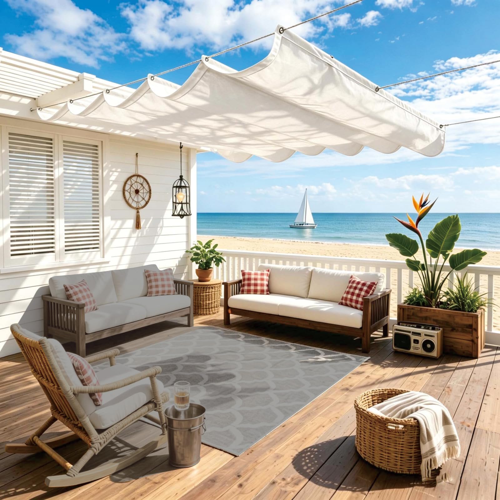 Toile ombrage rétractable pour stopper les UV et protéger la terrasse de la pluie