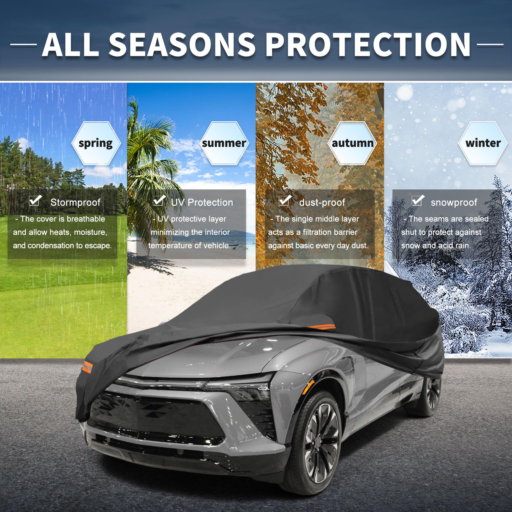 X AUTOHAUX Car Cover Outdoor Waterproof Sun Rain Snow Hail Protection with Left Side Door Zipper Aluminum Film — view 2
