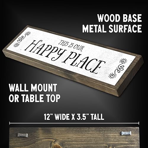 Miniatura 2 de This Is Our Happy Place - Letrero de madera de metal, decoración rústica de granja, arte de pared rústico, decoración para el hogar, decoración