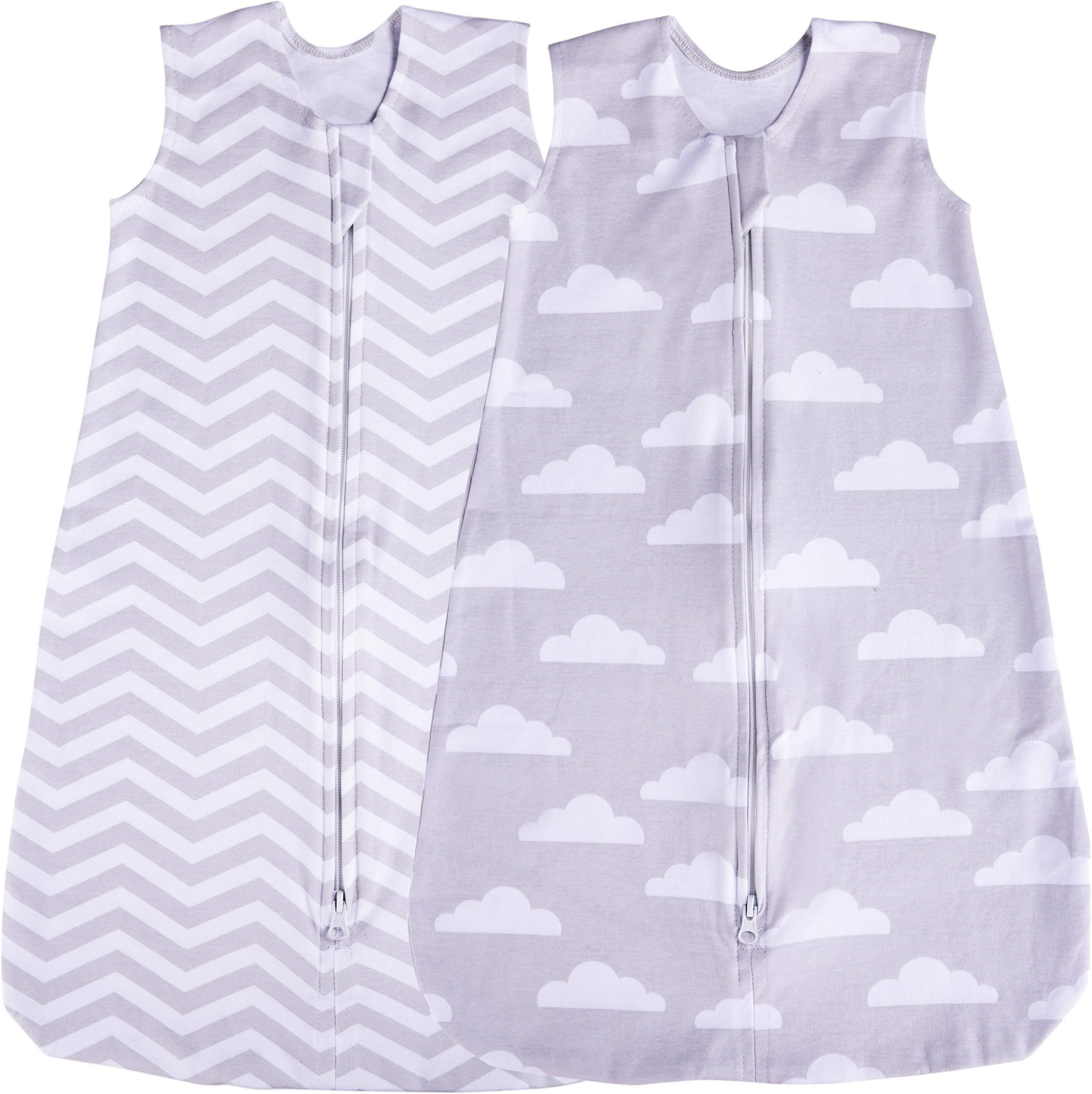 Baby Sleeping Sack, 2 Pack Wearable Blanket, Summer (Cloud/Chevron) (3-6 Months)