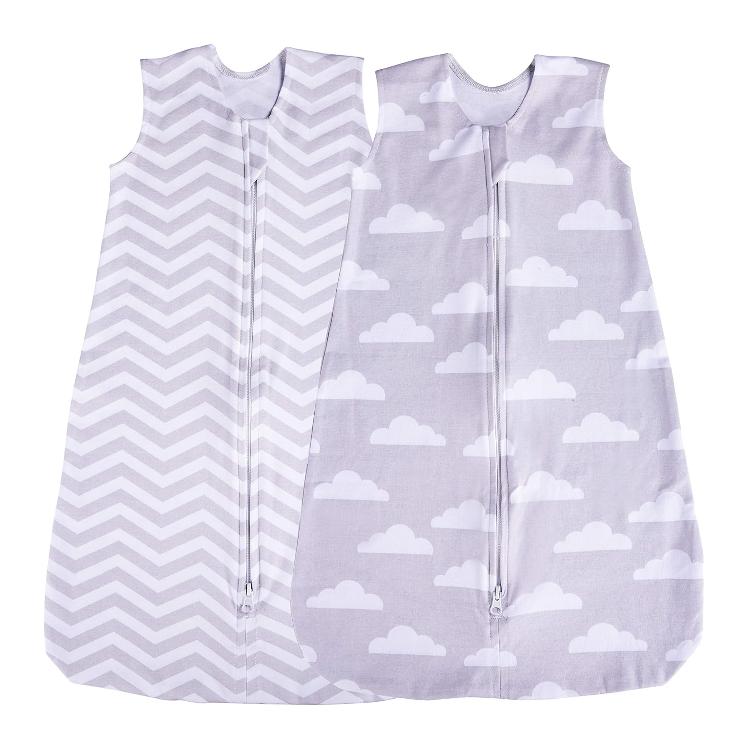 Baby Sleep Bag and Sack, 2 Pack Wearable Blanket (Cloud & Chevron) (3-6 Months)