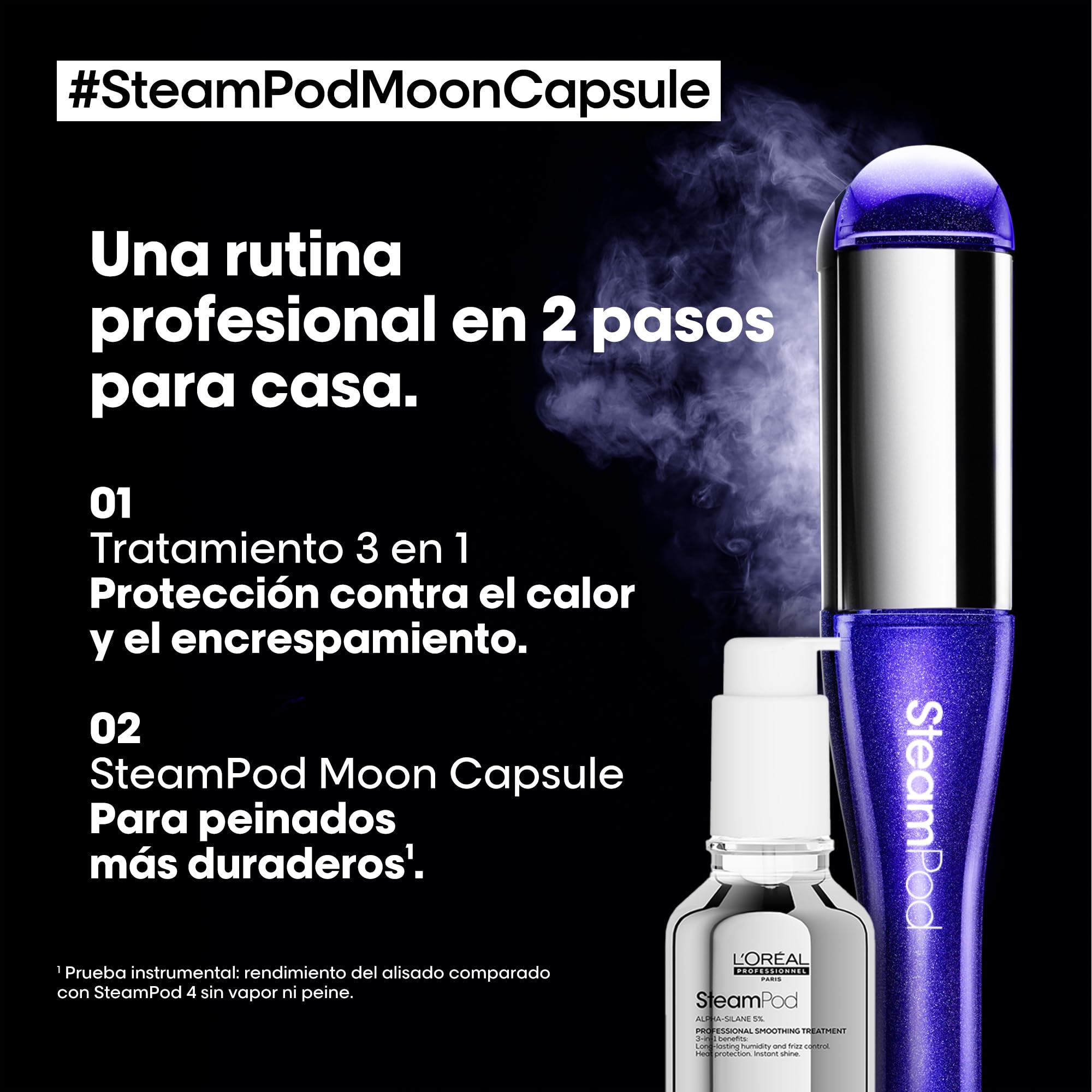 L'Oréal Professionnel SteamPod 4 Moon Capsule, Plancha de Pelo Profesional con Tecnología a Vapor, para cualquier look de liso a rizado, para Todo Tipo de Cabello, Moon Capsule Limited Edition
