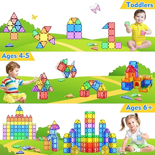 Miniatura 4 de skuone Bloques de construcción de azulejos magnéticos, kit STEM para principiantes, juguetes sensoriales Montessori para niños y niñas de 3 años,
