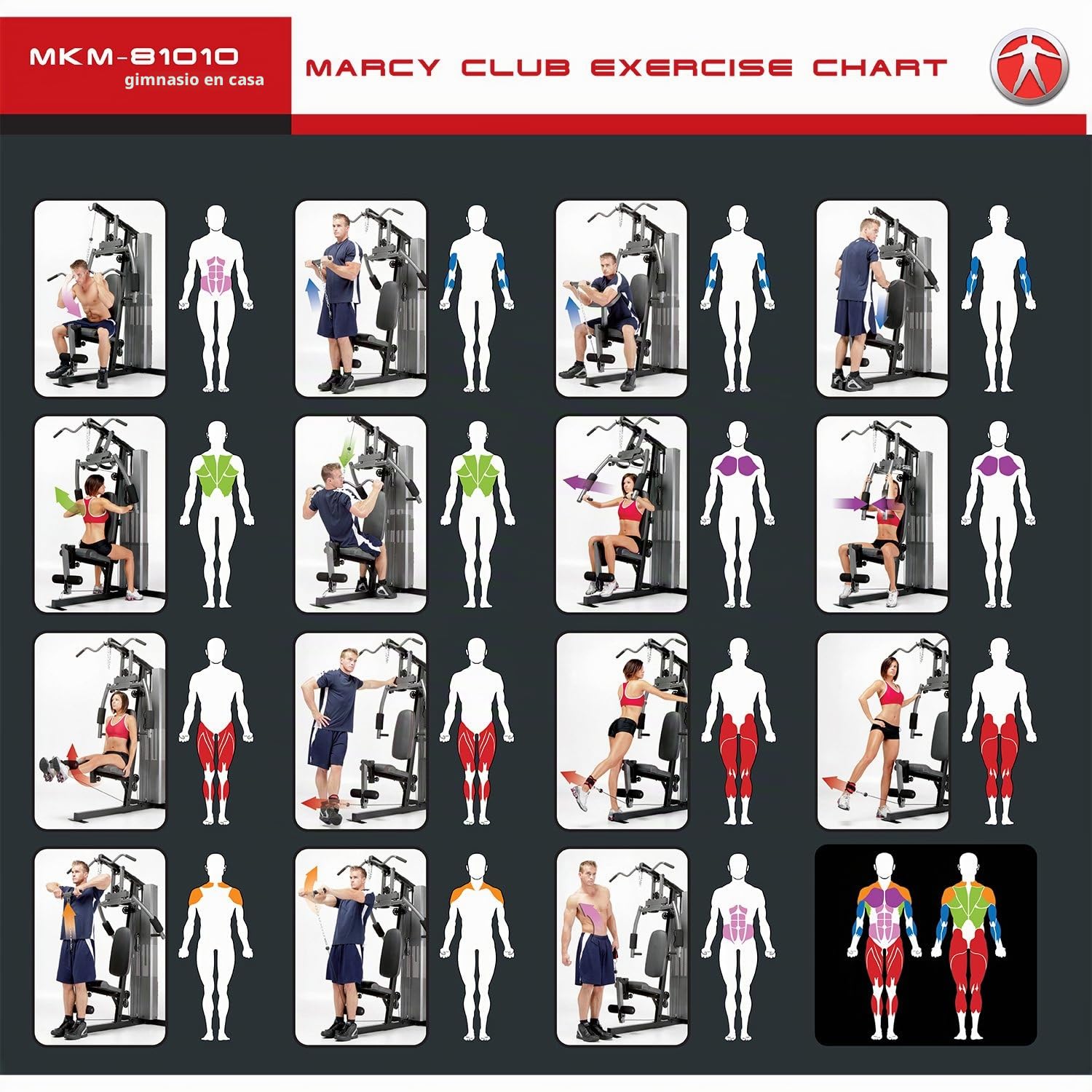 Marcy Multiestación MKM-81010 Home Gym Gimnasio para casa Resistencia de 142 kg - con Polea Alta y Baja